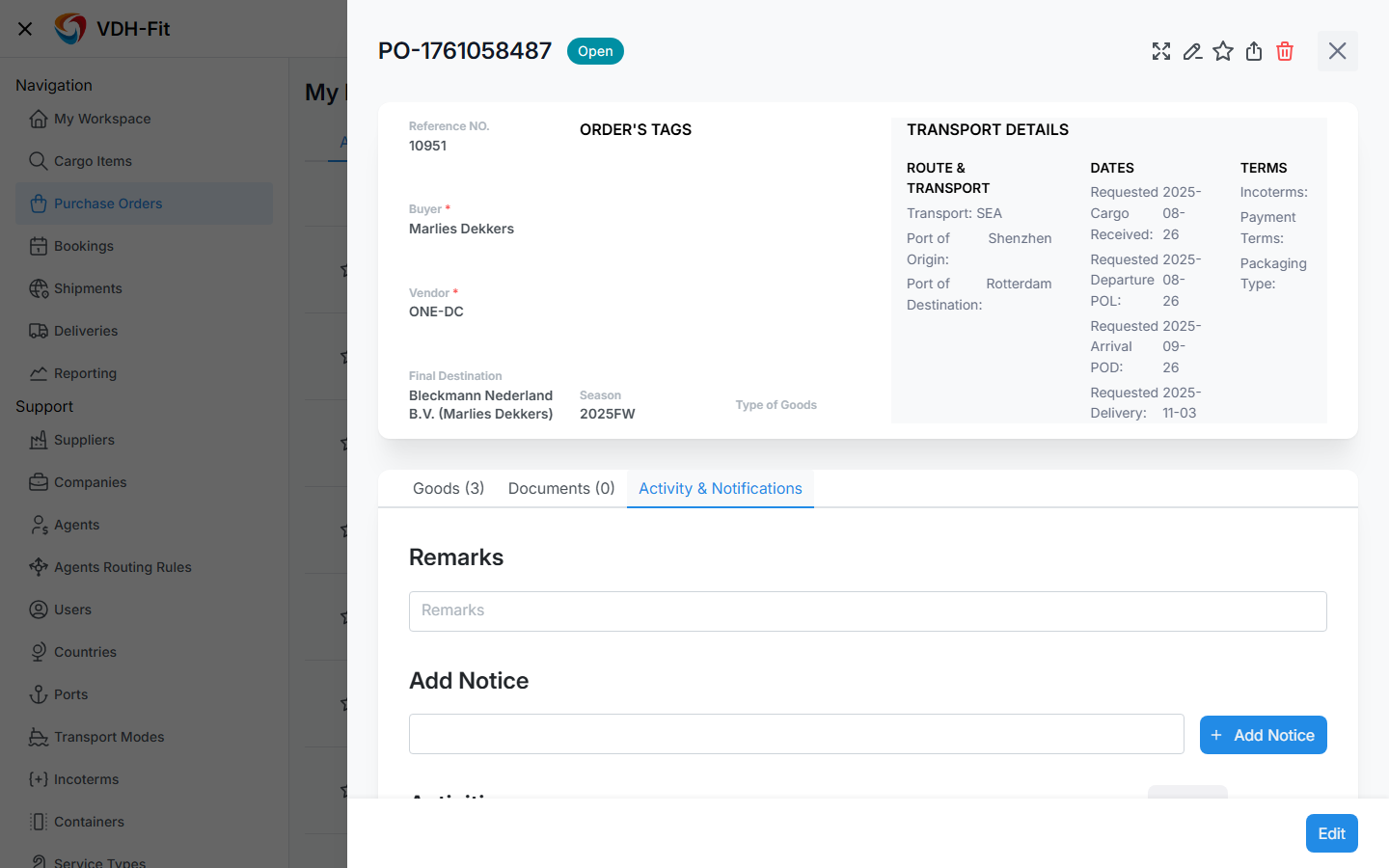 Activity & Notifications Tab